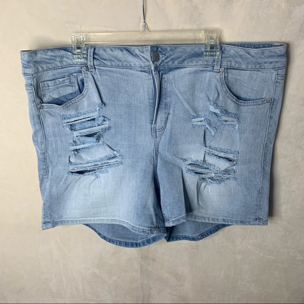 Blue Spice Distressed Denim Shorts